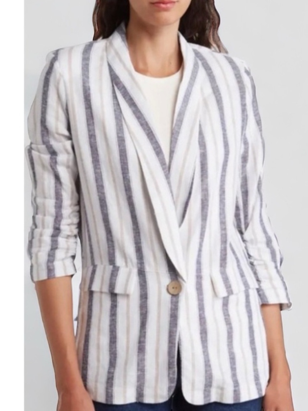 NWOT Laundry by Shelli Segel Striped Linen Blazer Size M